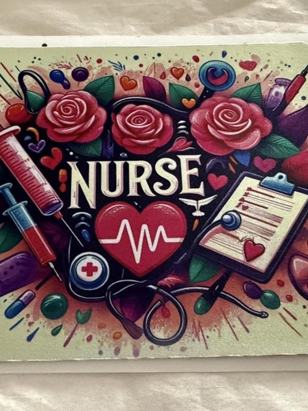 Nurse Heartbeat Floral Graphic Mousepad